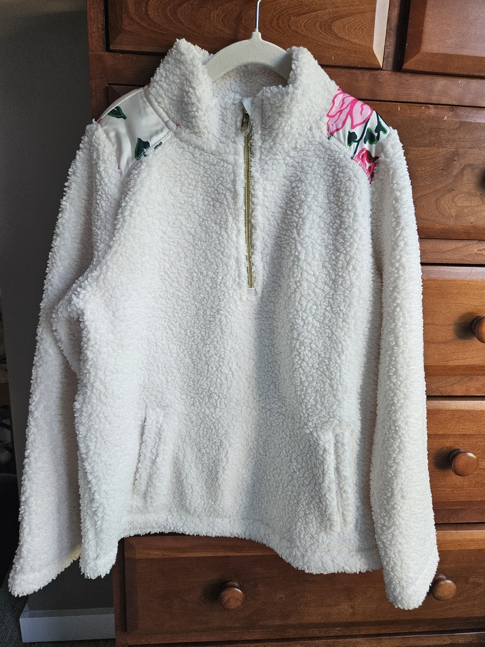 Lilly Pulitzer Girl's Cream Sherpa Half-Zip Pullover